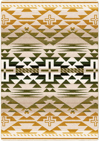 Rustic Cross - Green and Gold Rug