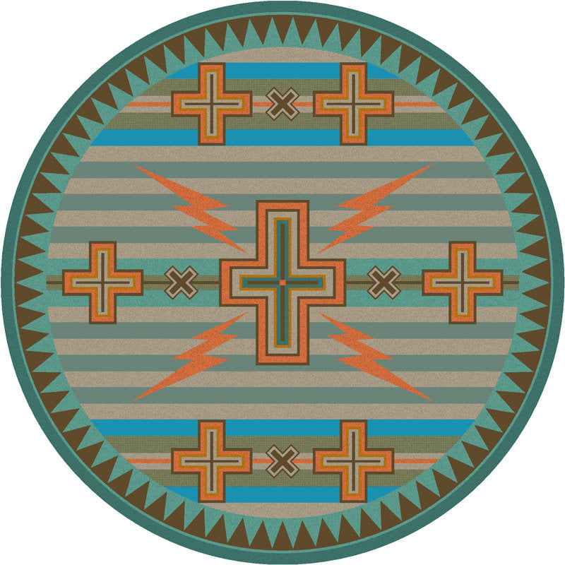 Tempest Turquoise Southwest Rug Round