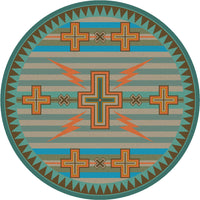 Tempest Turquoise Southwest Rug Round