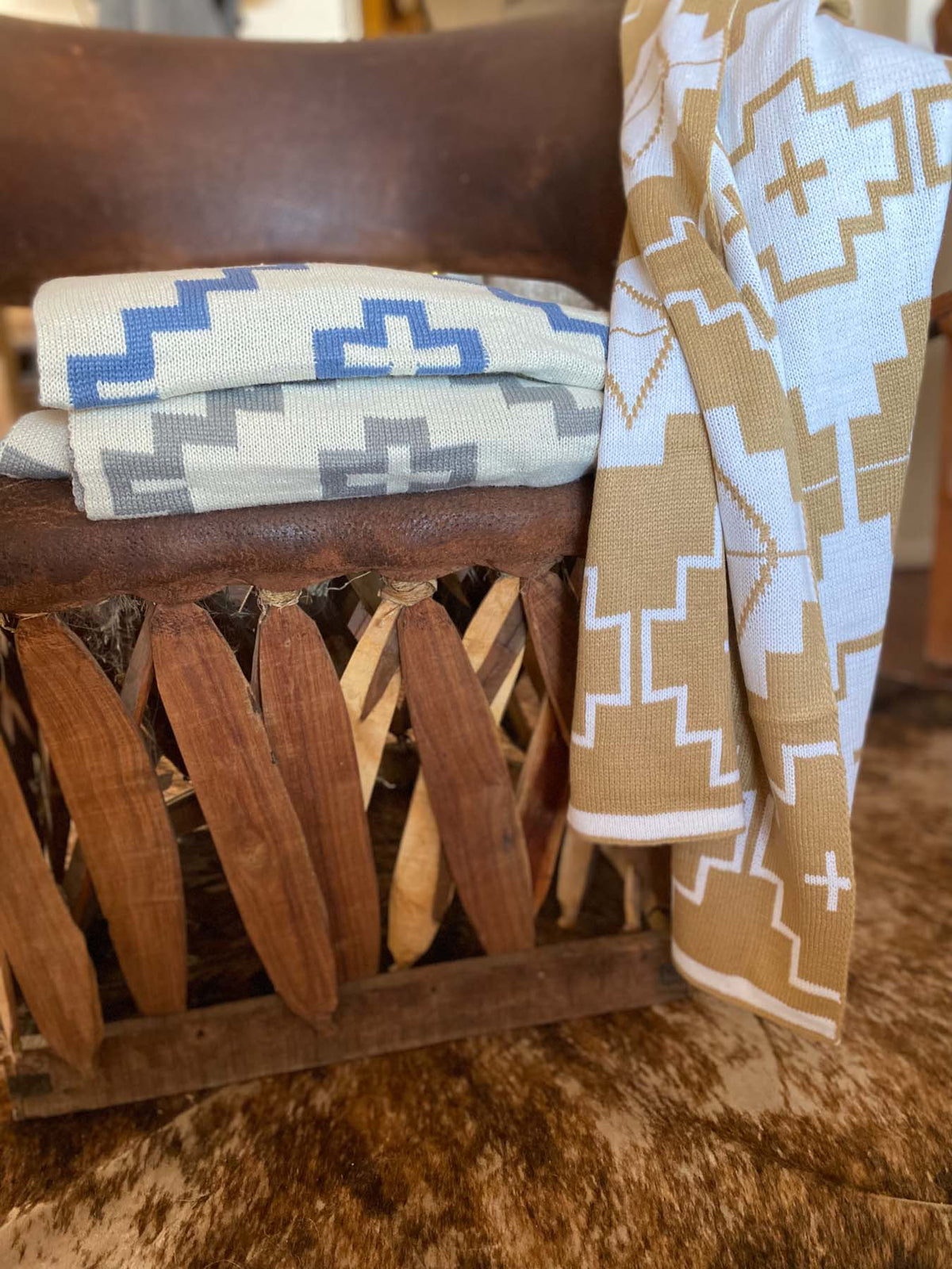 Blue Alpine Western Baby Blanket