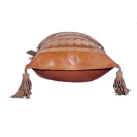 Arrow Genuine Leather Tasseled Throw Pillow