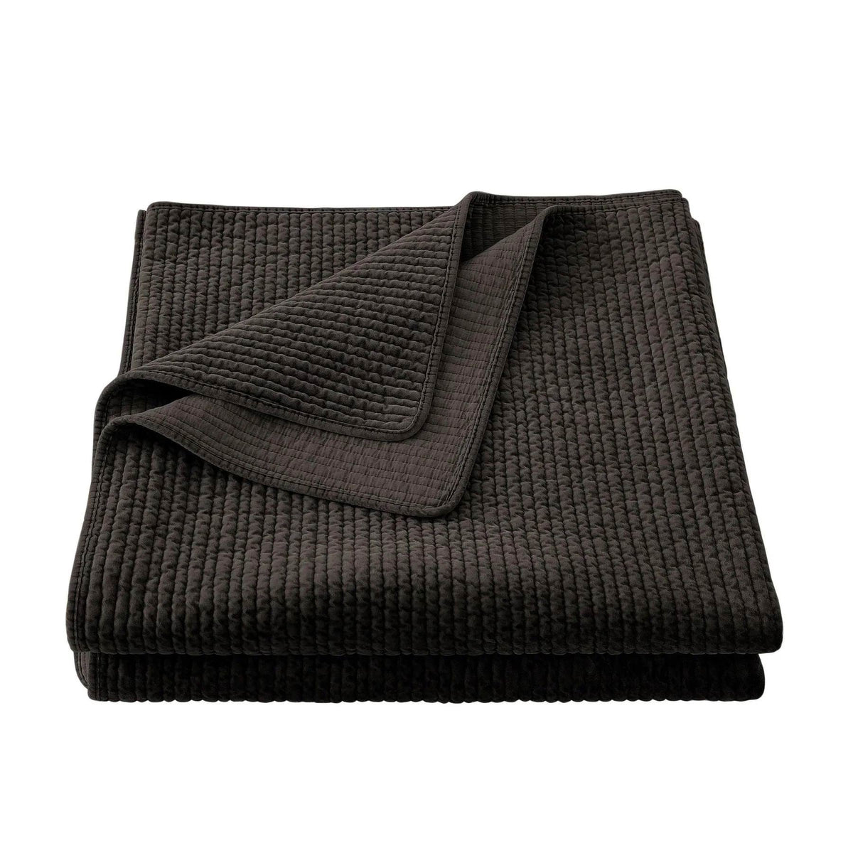 Stonewashed Cotton Velvet Quilt black