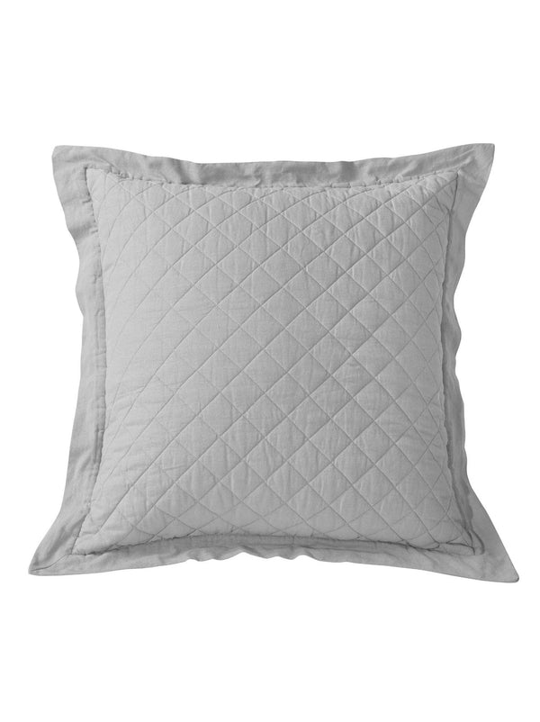Linen Cotton Diamond Quilted Euro Sham in Gray