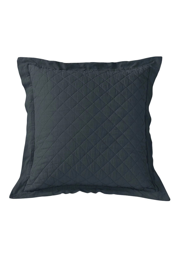 Linen Cotton Diamond Quilted Euro Sham Navy