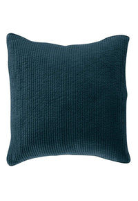Stonewashed Cotton Quilted Velvet Euro Sham Deep blue