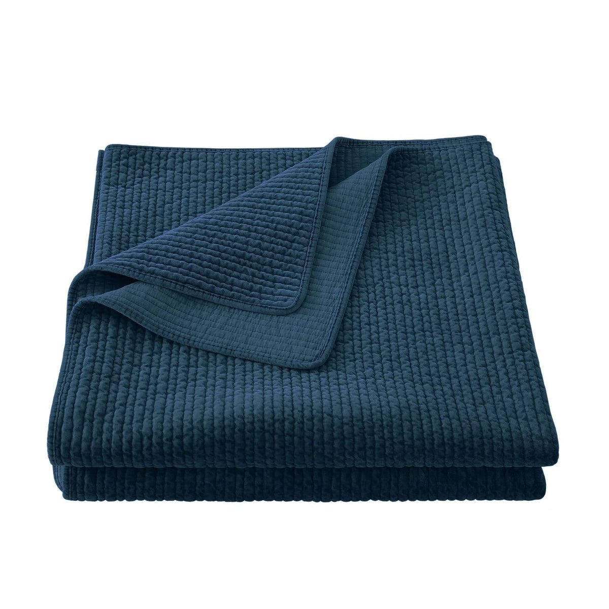 Stonewashed Cotton Velvet Quilt deep blue