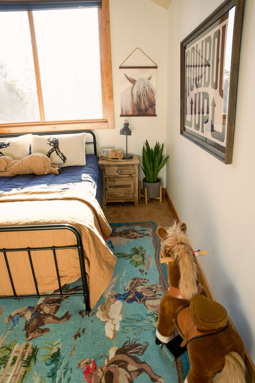 Cowboy Rugs Retro Cowboy - Blue Vintage Western Rug