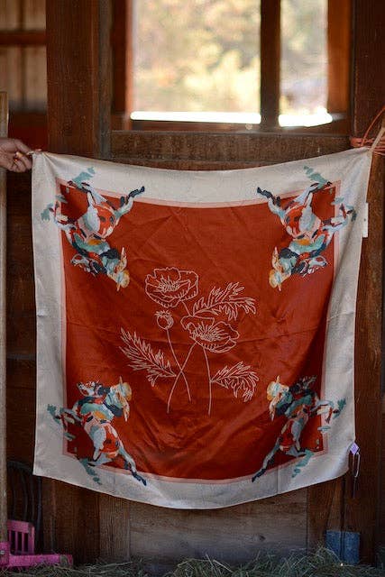 Poppy Cowgirl: 35x35 Mulberry Silk Wild Rag