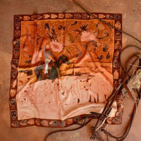 Round Up: 35x35 Floral Cattle Cowgirl Western Mulberry Silk Wild Rag