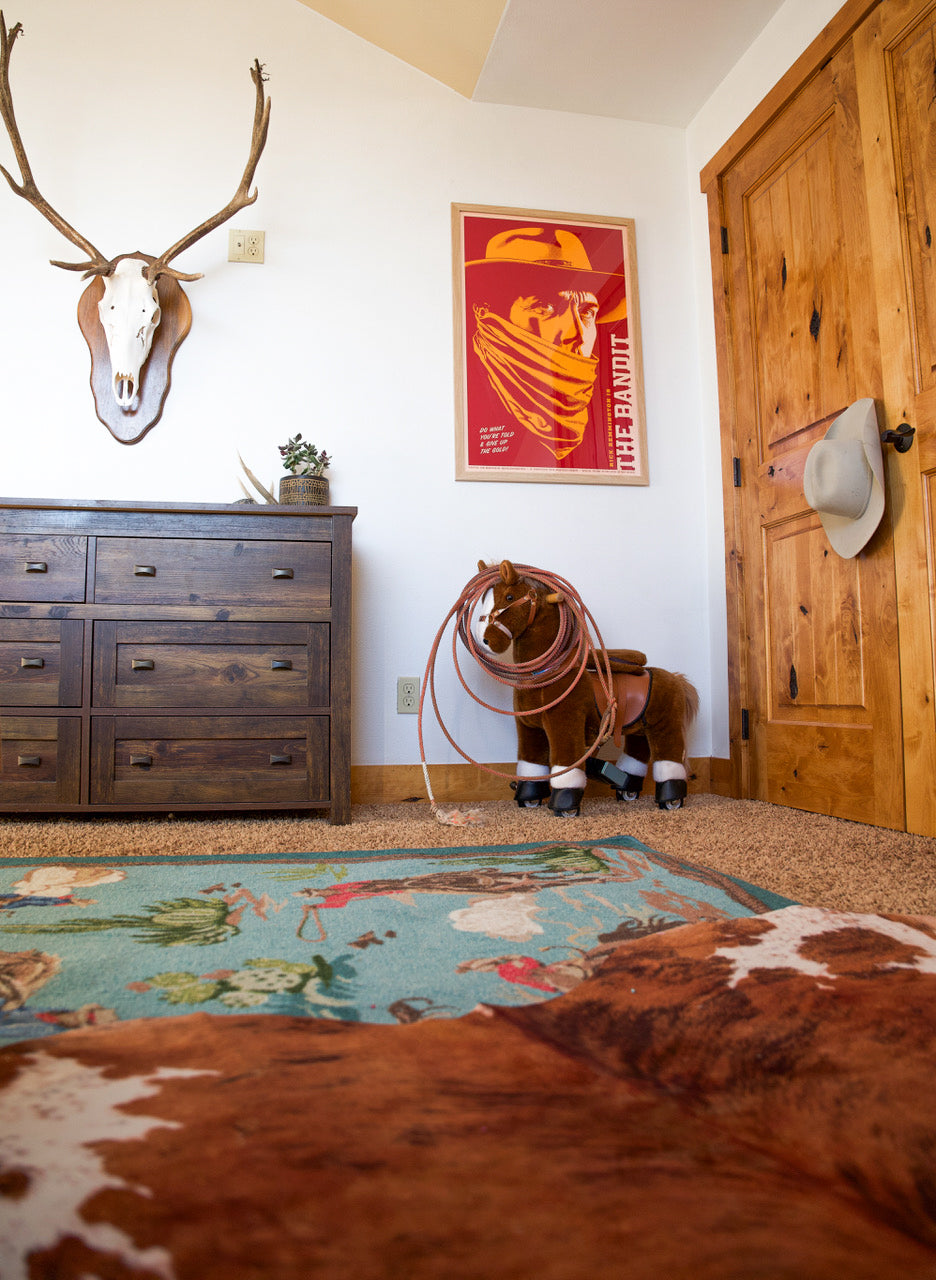 Cowboy Rugs Retro Cowboy - Blue Vintage Western Rug