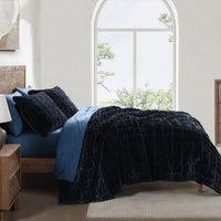 Stella Faux Silk Velvet Double Box Stitch Quilt Set