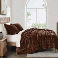 Stella Faux Silk Velvet Double Box Stitch Quilt Set