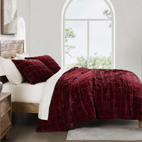 Stella Faux Silk Velvet Double Box Stitch Quilt Set