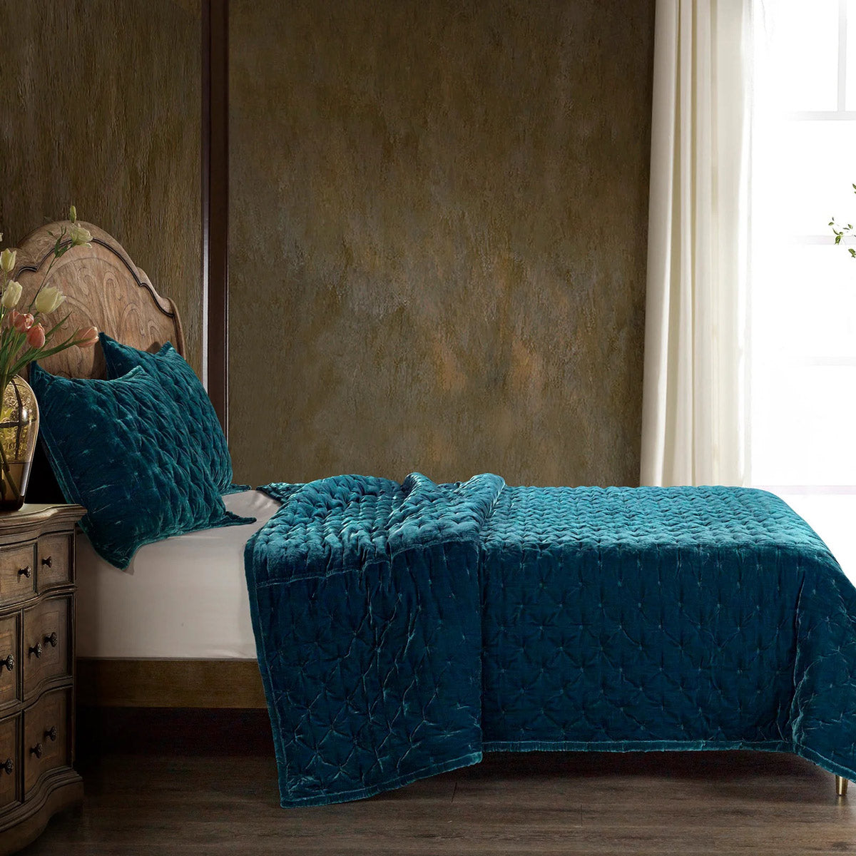 teal velvet bedding