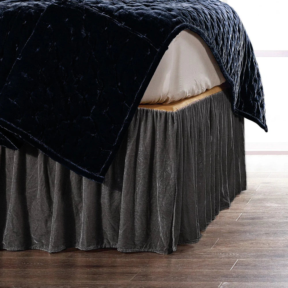 Stella Faux Silk Velvet Bed Skirt