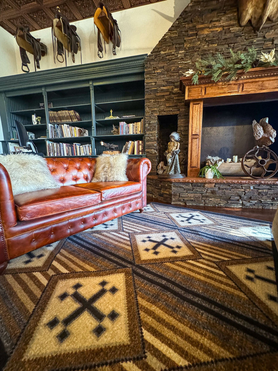 Bison Creek - Black & Russet Cabin Rug - American Dakota - Southwestern Style