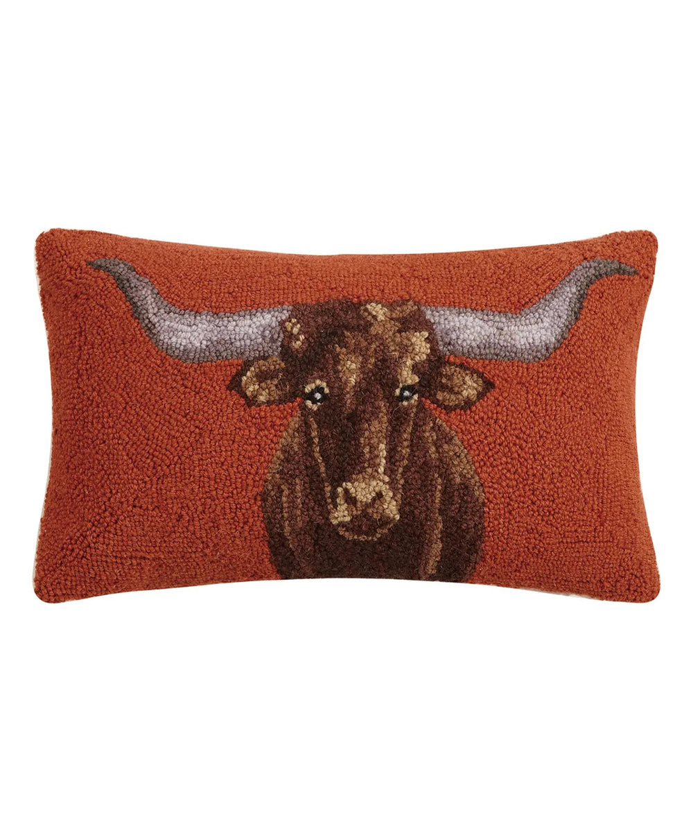 Suede Western Longhorn Accent Pillow