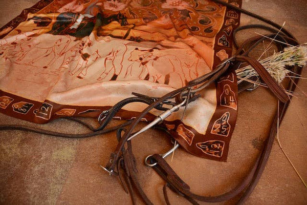 Round Up: 35x35 Floral Cattle Cowgirl Western Mulberry Silk Wild Rag