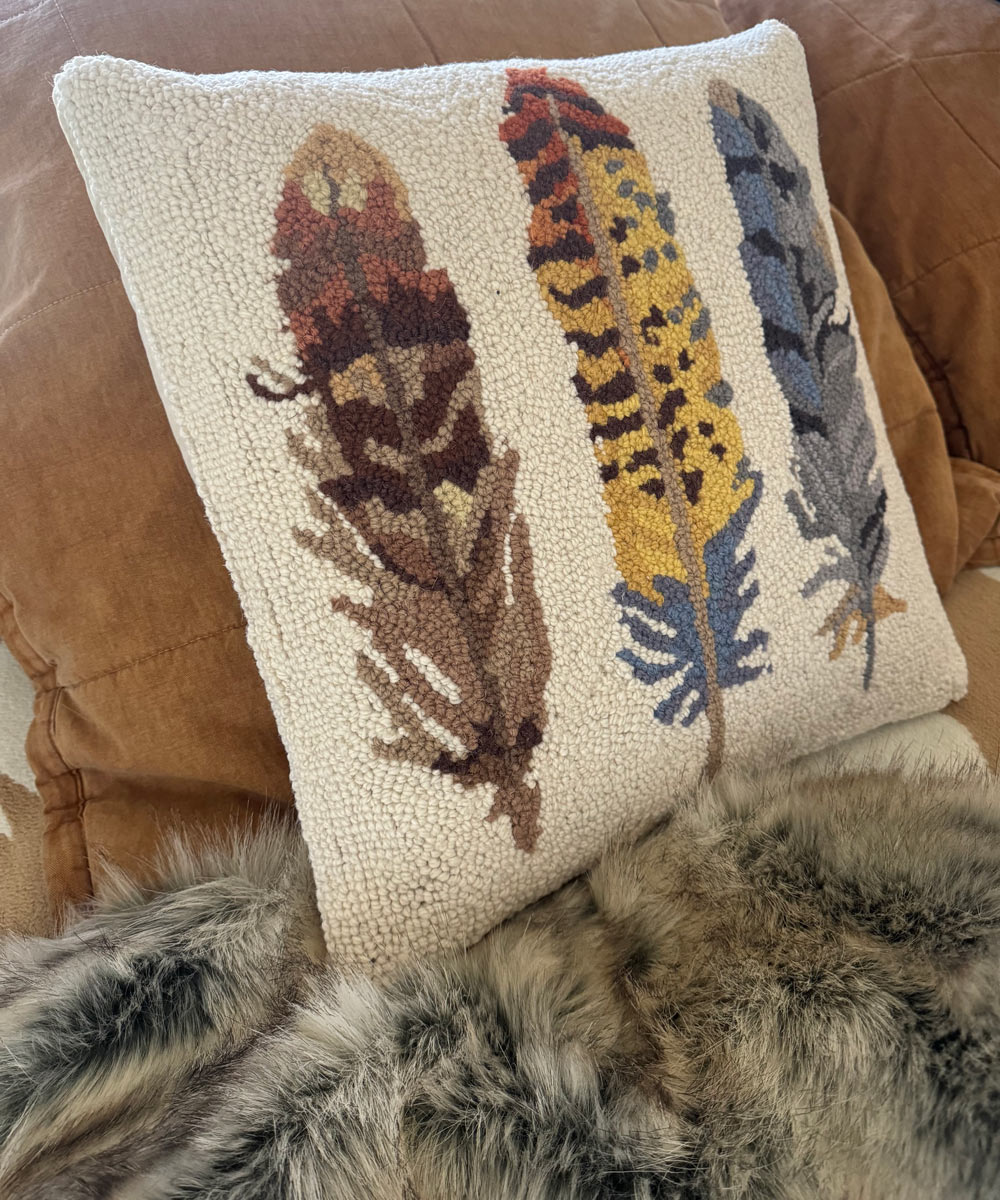 Feathers Wool Hook Throw Pillow