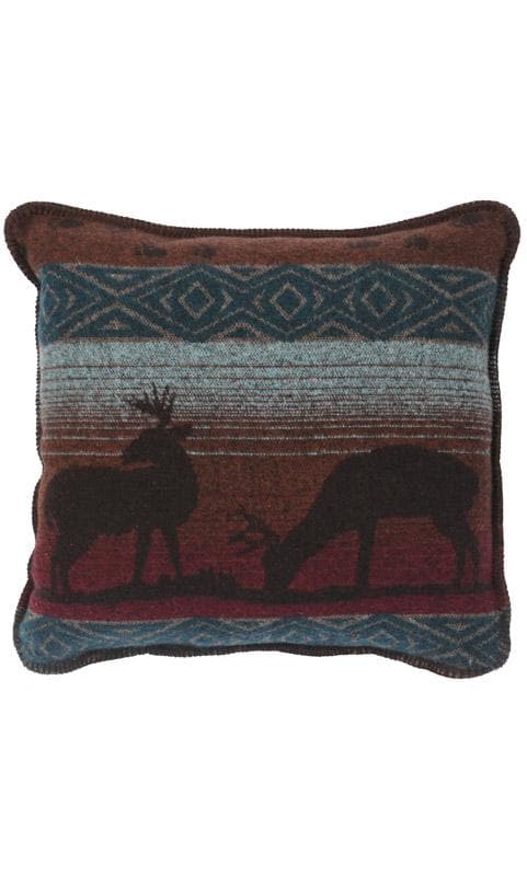 Deer Meadow II Wooded River Wool Throw Pillow