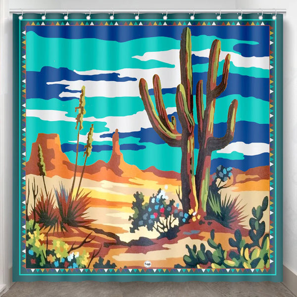 Paint By Numbers Southwestern Cactus Shower Curtain