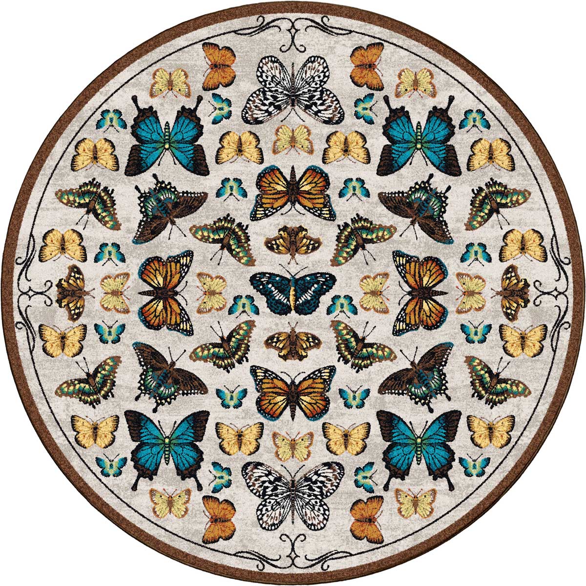 Butterflies - English Collectors Cabinet Rug Collection Round