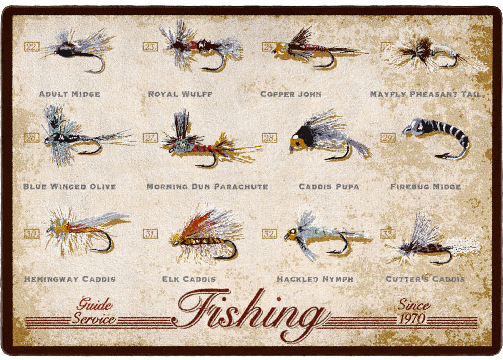 Fly Fishing Rug  Cabin Style Area Rugs