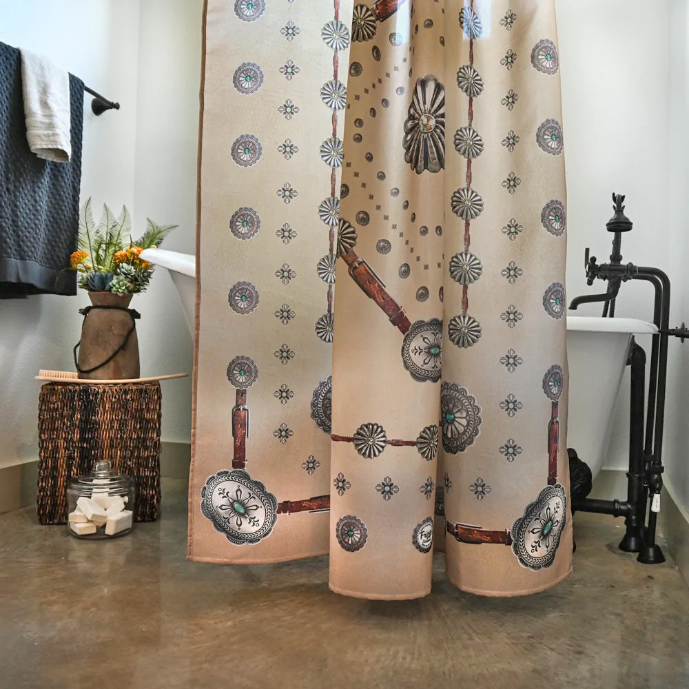 Flagstaff Tan Western Concho Shower Curtain