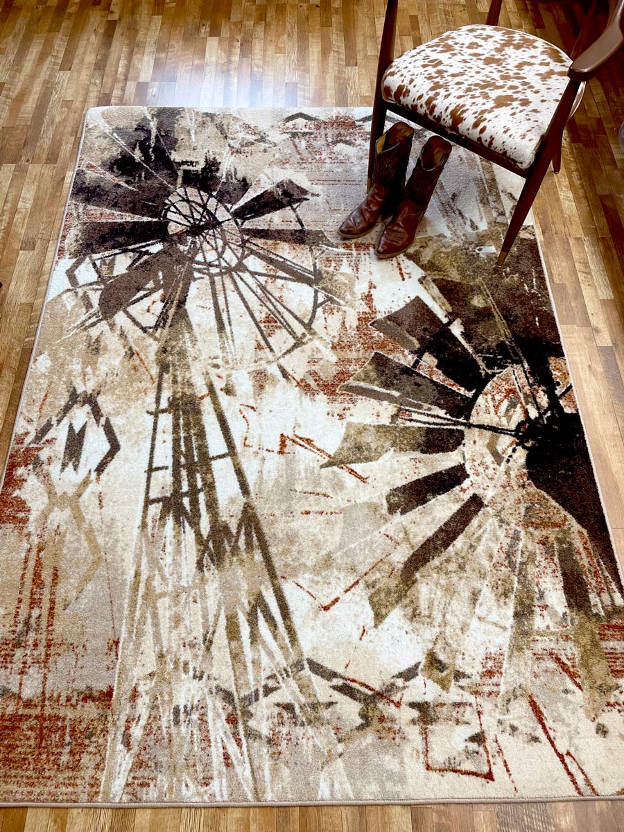 Painted Windmill Gouache Cowboy Rug