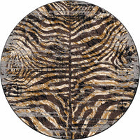 Midnight Zebra - Rawhide Distressed Rug Round