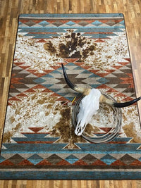 Southwestern cowhide print rug