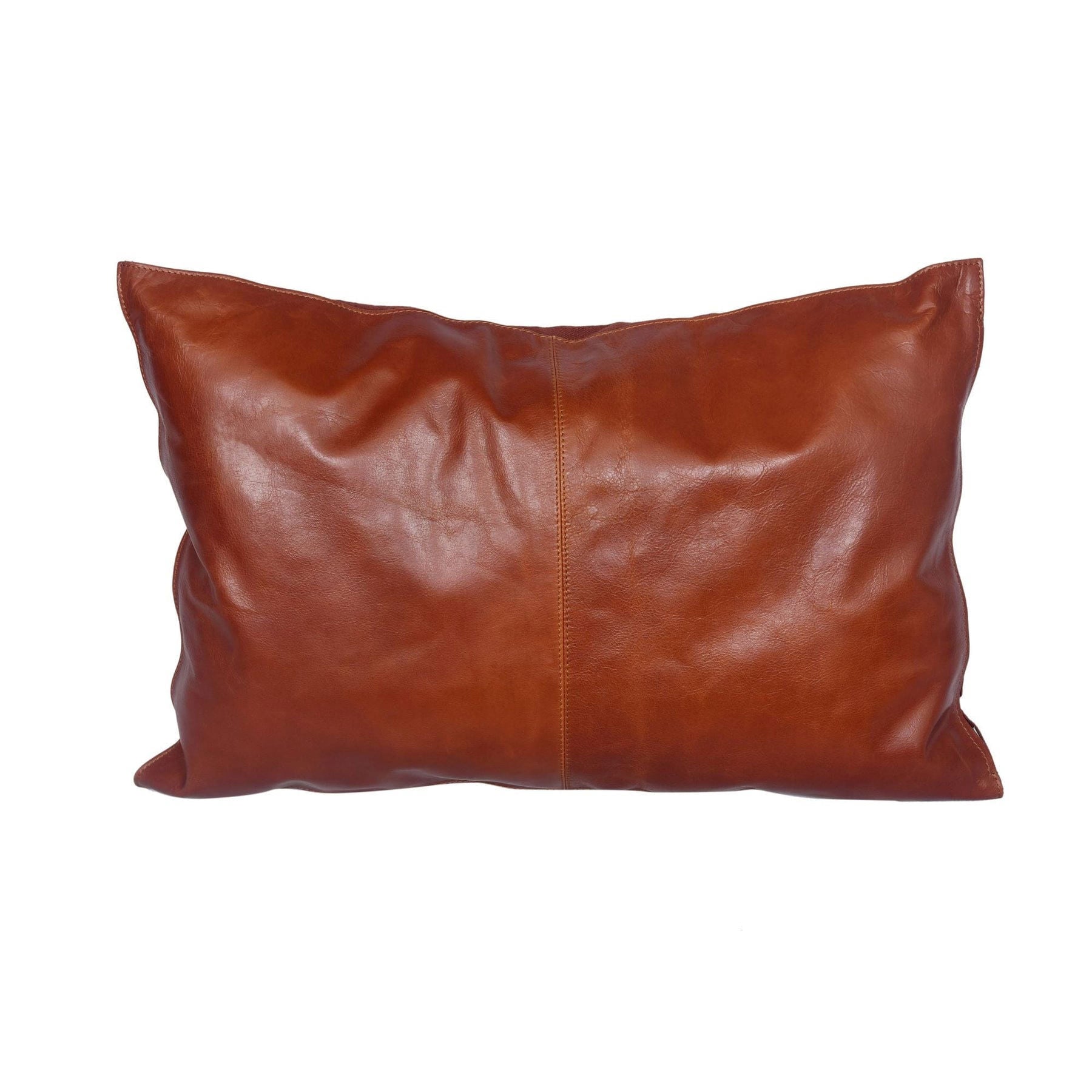 Buckskin Genuine Leather Lumbar Pillow Cognac