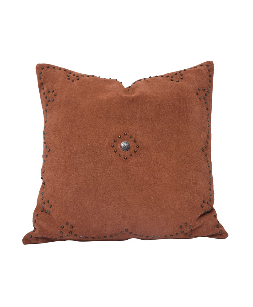 Western Suede Antique Silver Concho & Studded Lumbar Pillow