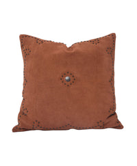 Western Suede Antique Silver Concho Square Pillow