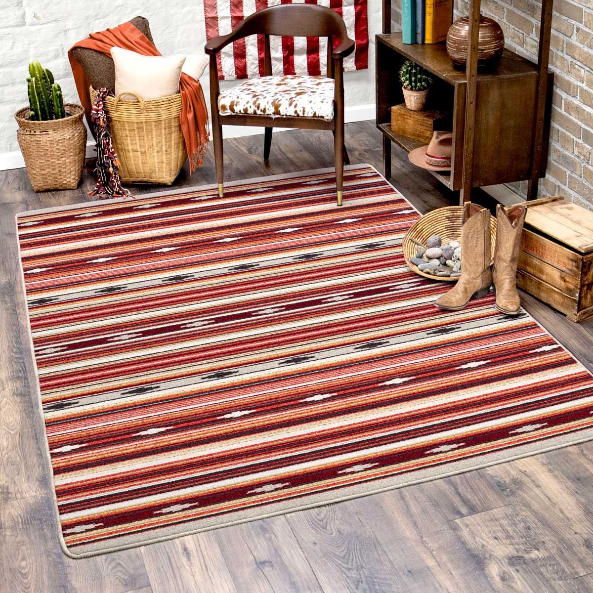 Red Multicolor Rug Remington Stripe - Red Multi Southwestern Rug