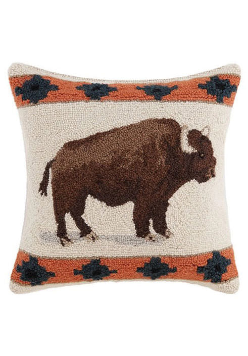 Southwestern Roaming Buffalo Hook Pillow