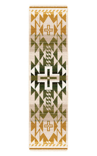 Rustic Cross - Green and Gold Rug Runner