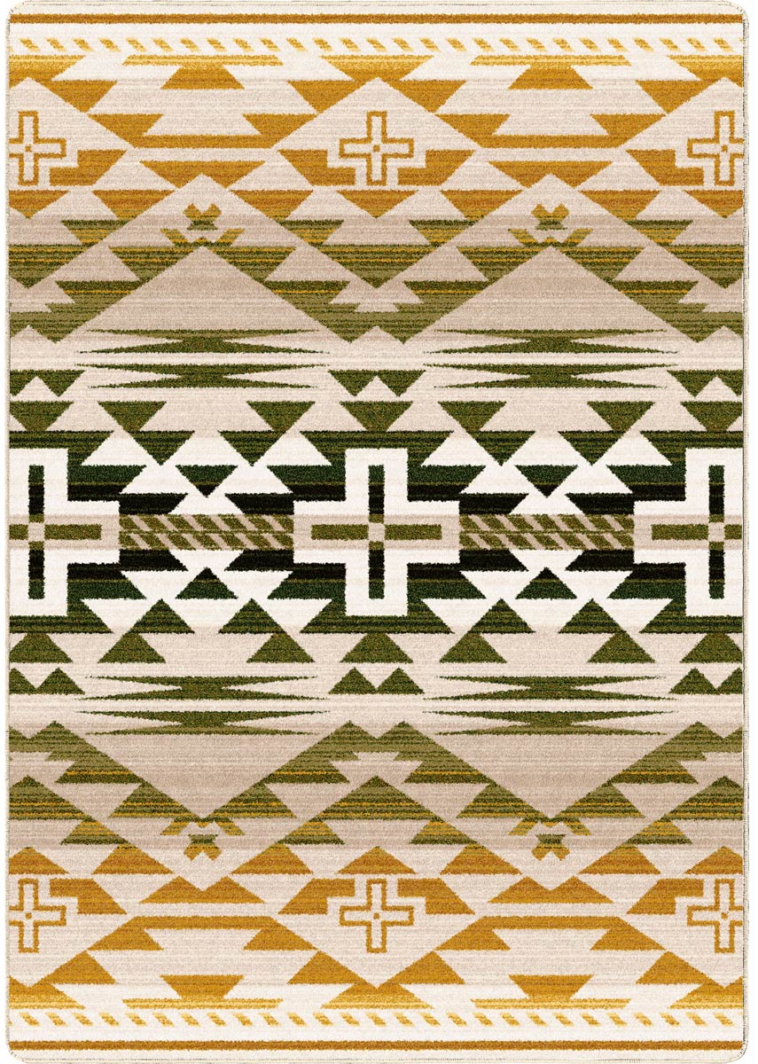 Rustic Cross - Green and Gold Rug