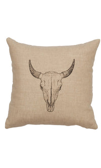 Buffalo Skull Linen Pillow