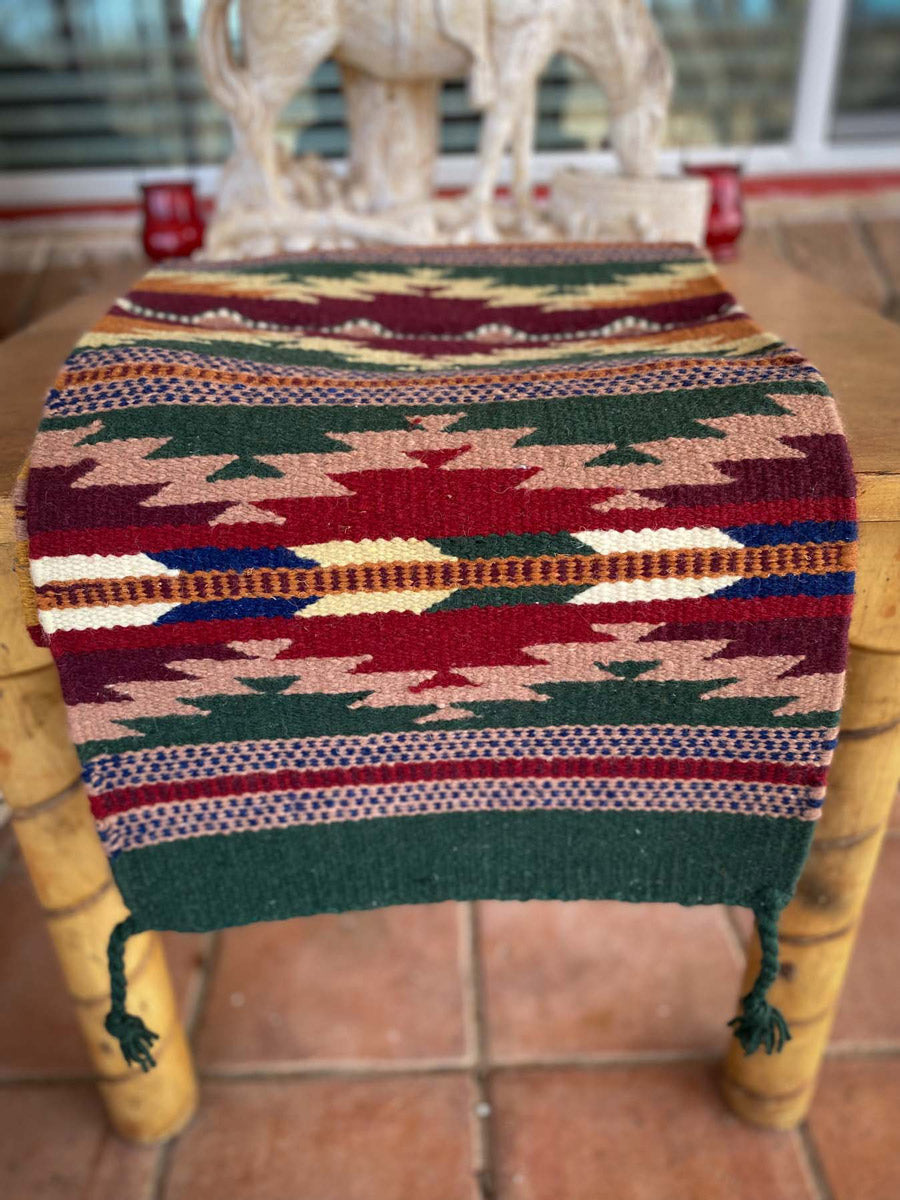 Wool Table Runner in Oregon Wool-San Miguel-Tribal Design Runner-Native American Cross Design Wool Runner 64