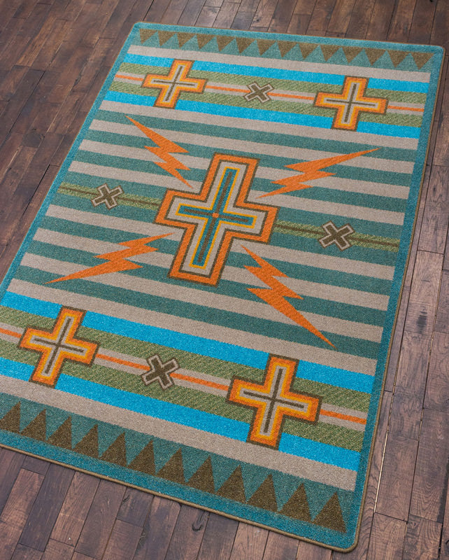 Tempest Turquoise Southwest Rug Room View