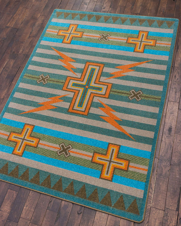 Tempest Turquoise Southwest Rug Room View