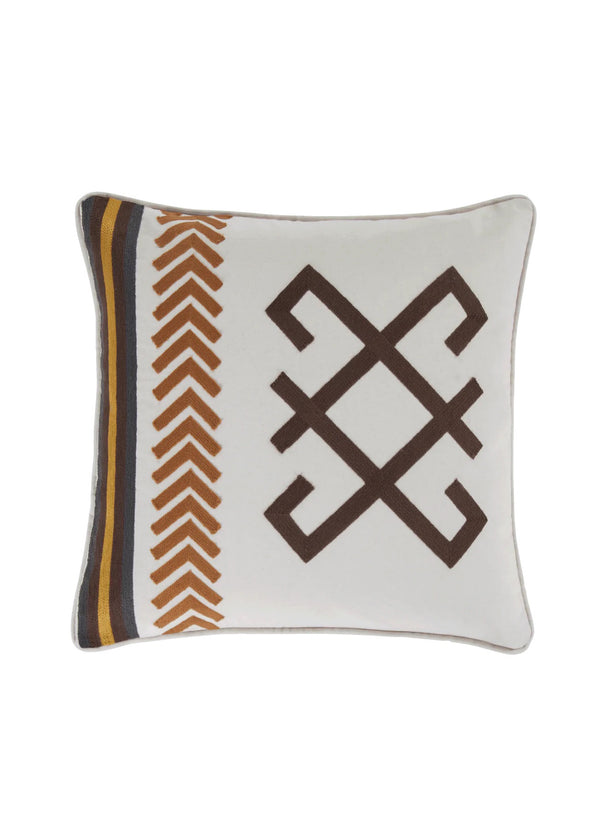 Toluca Embroidered Cotton Canvas Pillow