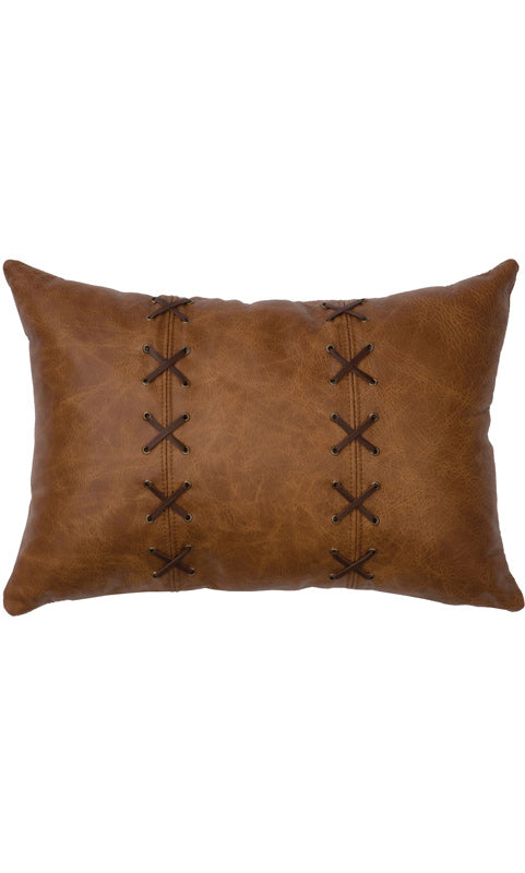 Whiskey Leather Pillow with lacing
