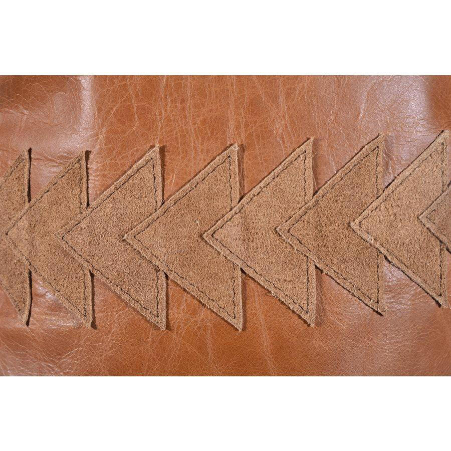 Arrow Genuine Leather Tasseled Throw Pillow
