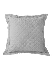 Linen Cotton Diamond Quilted Euro Sham in Gray