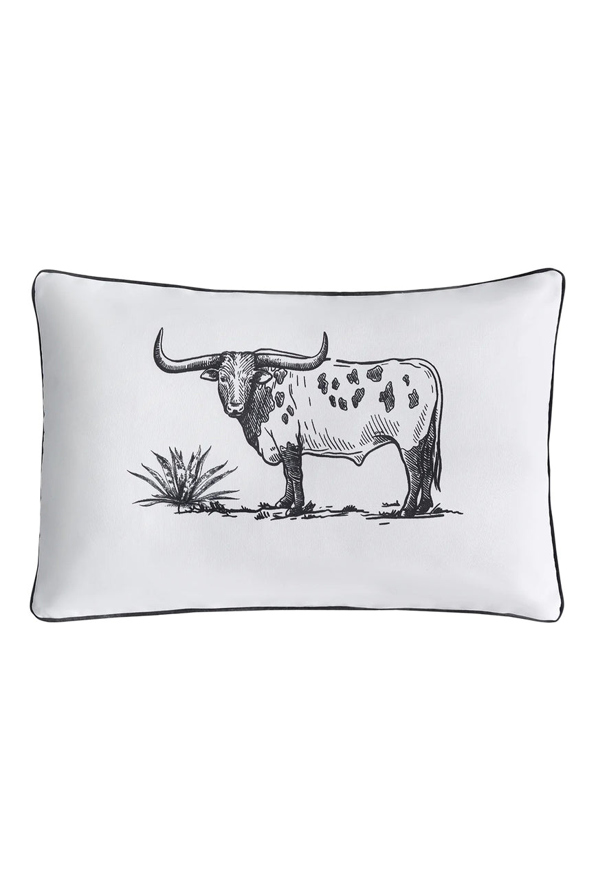 Ranch Life Longhorn Steer Throw Pillow