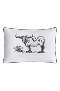 Ranch Life Longhorn Steer Throw Pillow