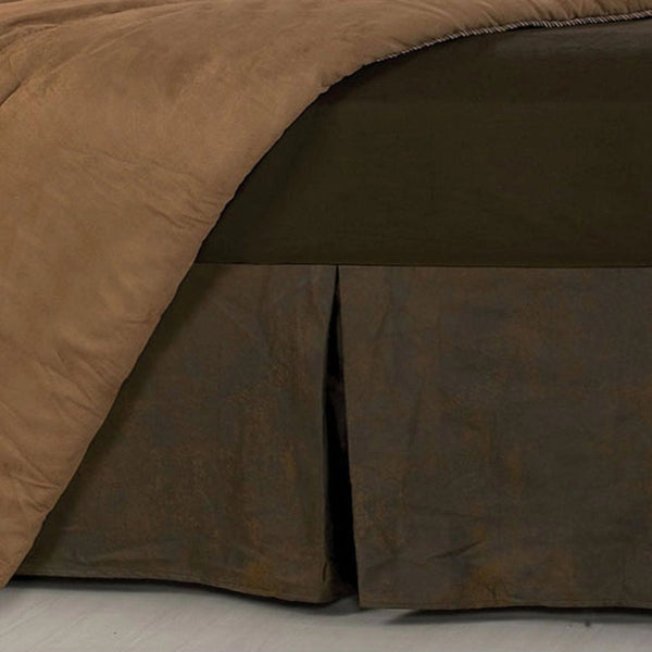 Chocolate Brown Faux Leather Western Bed Skirt