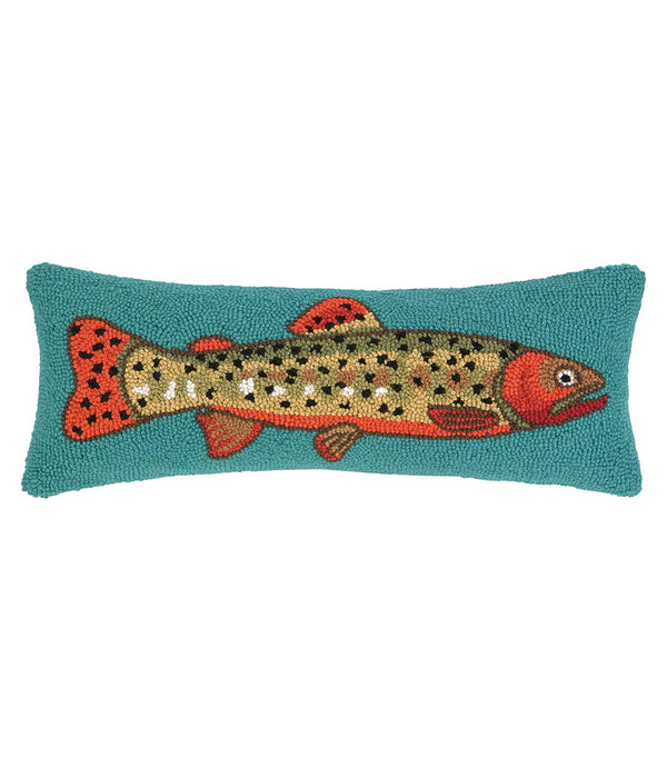 trout hook throw pillow